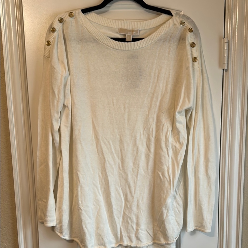 Michael Kors Cream and Gold Long Sleeve Blouse